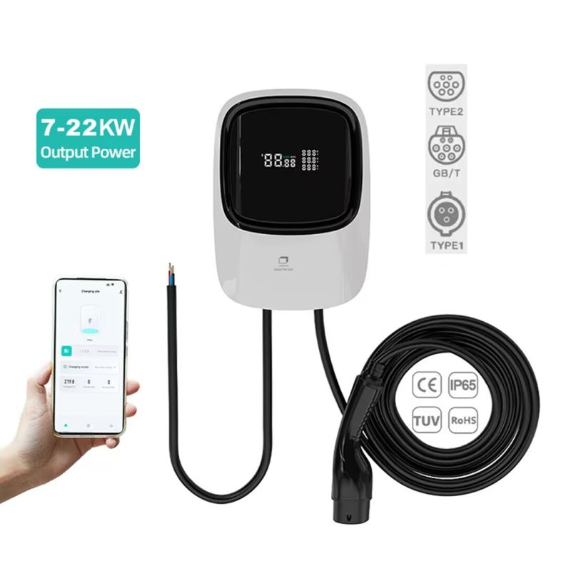 EV Charger with CE Certification, 7kW/11kW/22kW, 16/32A, Type 2 Connector, Wall Mount